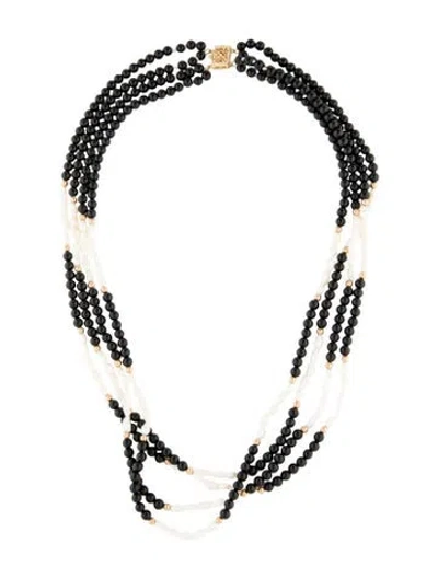 Pre-owned Necklace 14k Pearl & Onyx Multistrand , 19.25"
