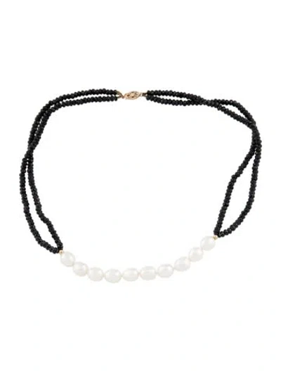 Pre-owned Necklace 14k Pearl & Spinel Double Strand , 18" In Multi