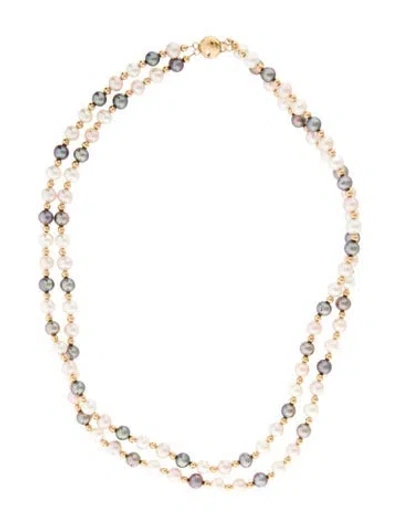 Pre-owned Necklace 14k Pearl Bead Double Strand , 17" In Multi