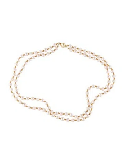 Pre-owned Necklace 14k Pearl Bead Double Strand , 17" In Multi