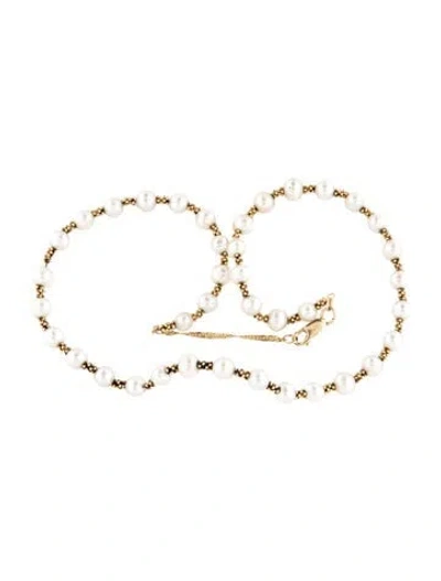Pre-owned Necklace 14k Pearl Bead Station , 17" In Multi