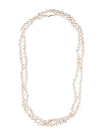 Pre-owned Necklace 14k Pearl Bead Strand Long , 53" In Multi