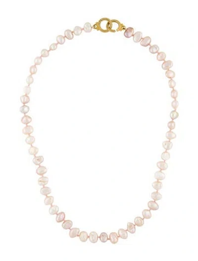 Pre-owned Necklace 14k Pearl Bead Strand , 16.5" In Pink