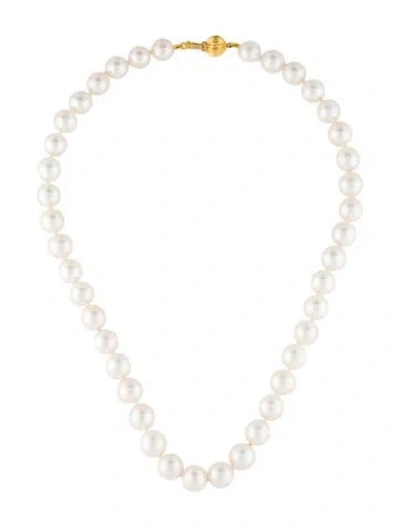 Pre-owned Necklace 14k Pearl Bead Strand , 16.5" In White