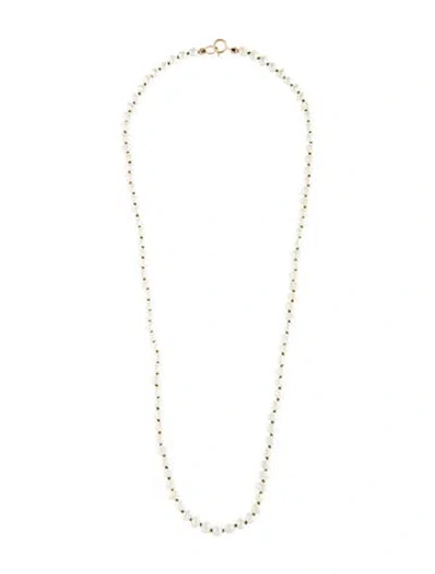 Pre-owned Necklace 14k Pearl Bead Strand , 17.25" In Green