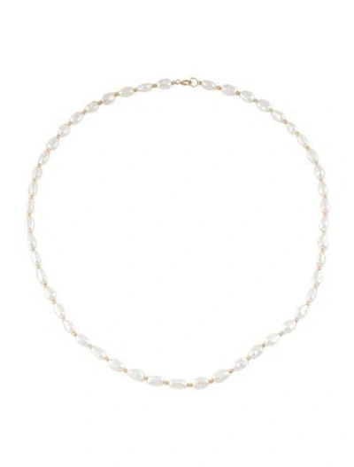 Pre-owned Necklace 14k Pearl Bead Strand , 17.5" In Multi