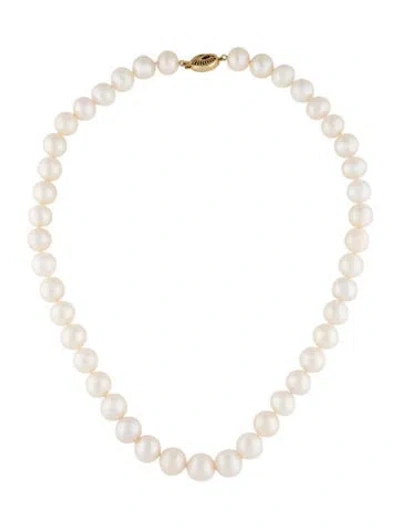 Pre-owned Necklace 14k Pearl Bead Strand , 19.5" In White