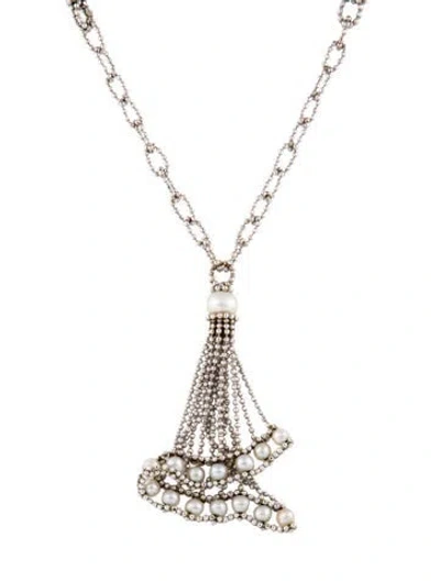 Pre-owned Necklace 14k Pearl Beaded Tassel , 24.5" In Multi