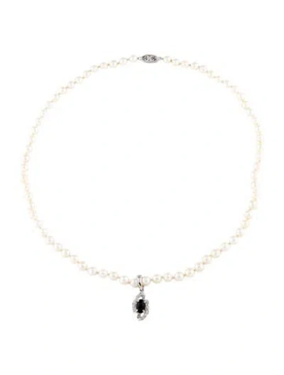 Pre-owned Necklace 14k Pearl Coral & Diamond Pendant , 17", 17" In Multi