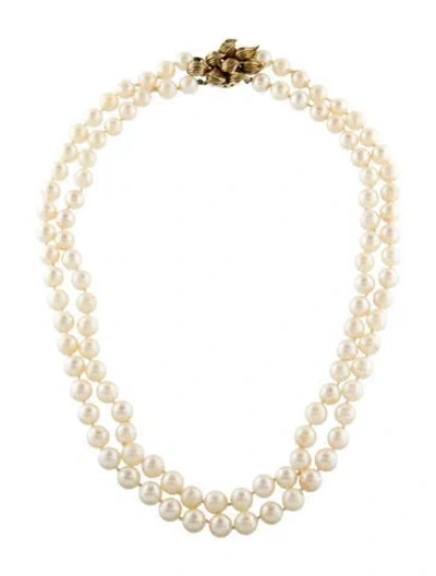 Pre-owned Necklace 14k Pearl Double Bead Strand , 18" In Multi