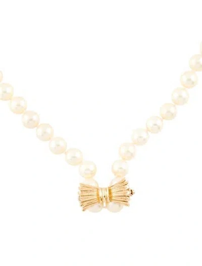 Pre-owned Necklace 14k Pearl Double Strand Bead , 32" In White