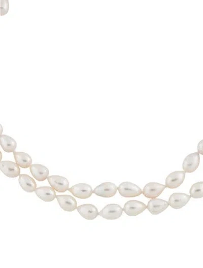 Pre-owned Necklace 14k Pearl Double Strand Bead Toggle , 16.5" In Multi