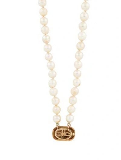 Pre-owned Necklace 14k Pearl Double Strand , 23" In Multi
