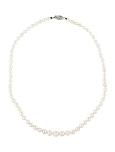 Pre-owned Necklace 14k Pearl Graduated Bead Collar, 15" In Multi