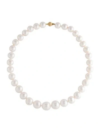 Pre-owned Necklace 14k Pearl Graduated Bead Strand , 17" In Multi