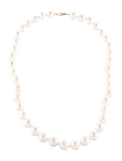 Pre-owned Necklace 14k Pearl Graduated Bead Strand , 18" In Multi