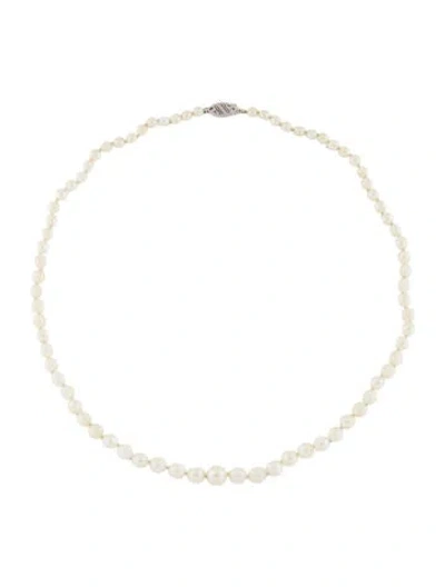 Pre-owned Necklace 14k Pearl Graduated , 16.5" In Multi