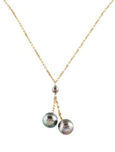 Pre-owned Necklace 14k Pearl Lariat , 16" In Multi
