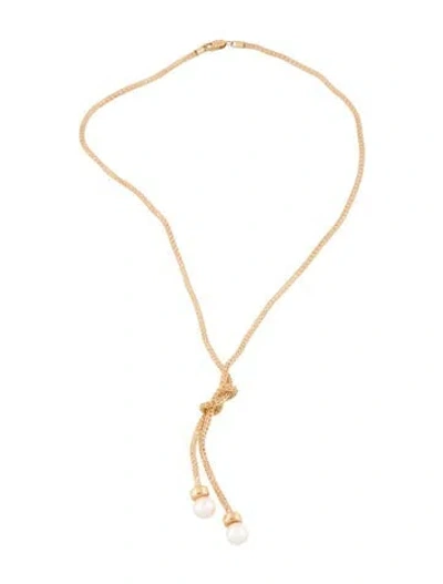 Pre-owned Necklace 14k Pearl Lariat , 17" In Multi