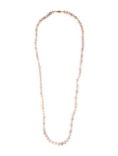 Pre-owned Necklace 14k Pearl Long Bead Strand , 34" In Multi