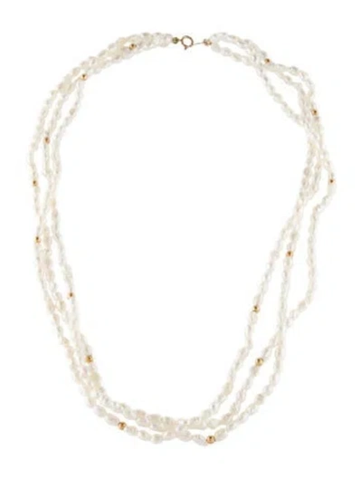 Pre-owned Necklace 14k Pearl Multi-strand Bead Strand , 18"
