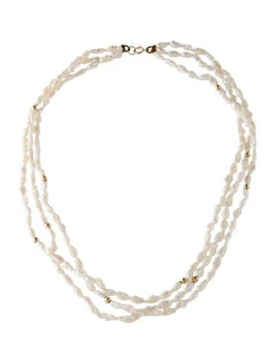 Pre-owned Necklace 14k Pearl Multi-strand Chain , 16"