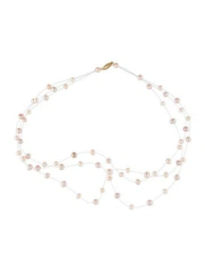 Pre-owned Necklace 14k Pearl Multi-strand Collar , 16.5"