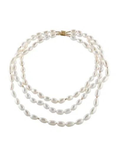 Pre-owned Necklace 14k Pearl Multistrand , 15.5"