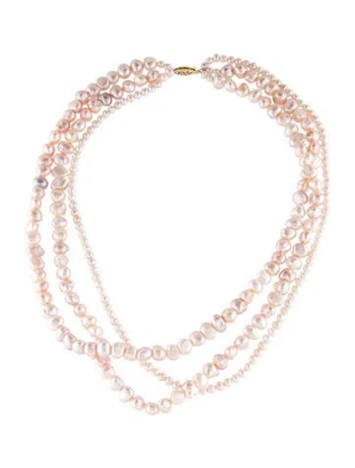 Pre-owned Necklace 14k Pearl Multistrand , 1.75"