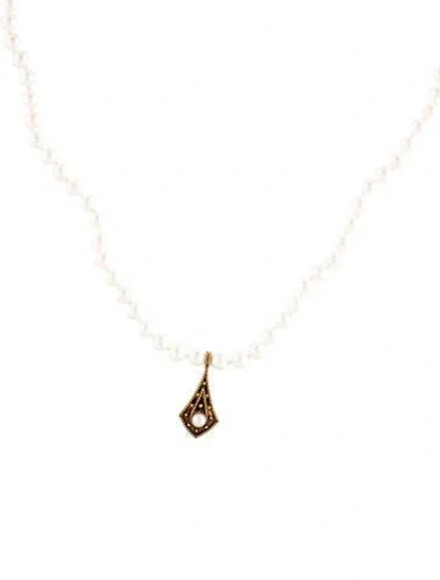 Pre-owned Necklace 14k Pearl Pendant Bead Strand , 19" In Multi