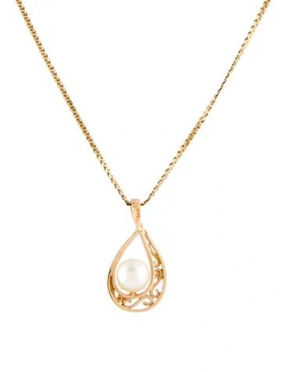 Pre-owned Necklace 14k Pearl Pendant , 17" In Multi