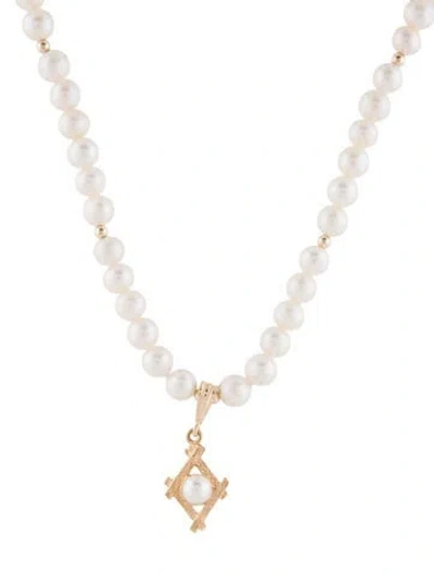 Pre-owned Necklace 14k Pearl Pendant , 18.25" In Multi