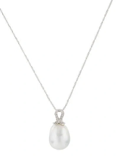 Pre-owned Necklace 14k Pearl Pendant W/ 18k Unbranded Chain , 16" In Multi