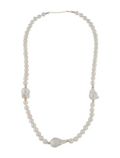 Pre-owned Necklace 14k Pearl Station Bead Strand , 21" In Multi