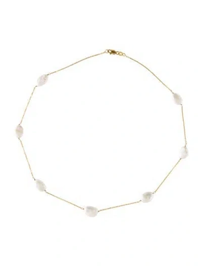 Pre-owned Necklace 14k Pearl Station , 16" In Multi
