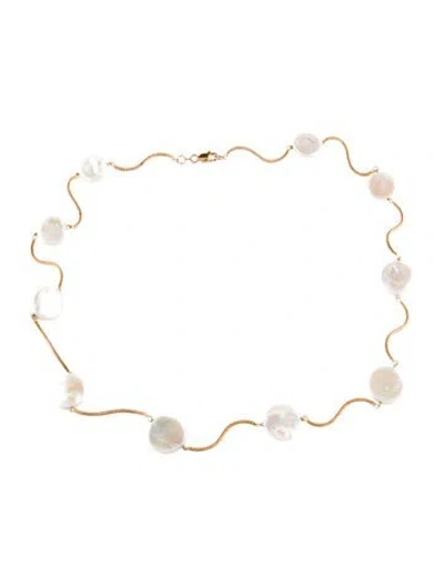 Pre-owned Necklace 14k Pearl Station , 16.5" In Multi