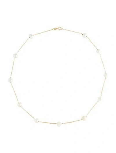 Pre-owned Necklace 14k Pearl Station , 16.5" In Multi