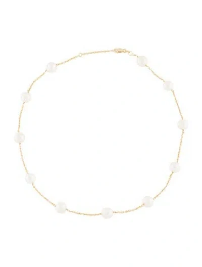 Pre-owned Necklace 14k Pearl Station , 17.5" In Multi