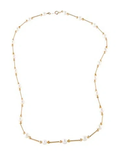 Pre-owned Necklace 14k Pearl Station , 18" In Multi