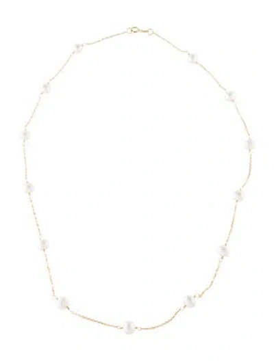 Pre-owned Necklace 14k Pearl Station , 18.5" In Multi