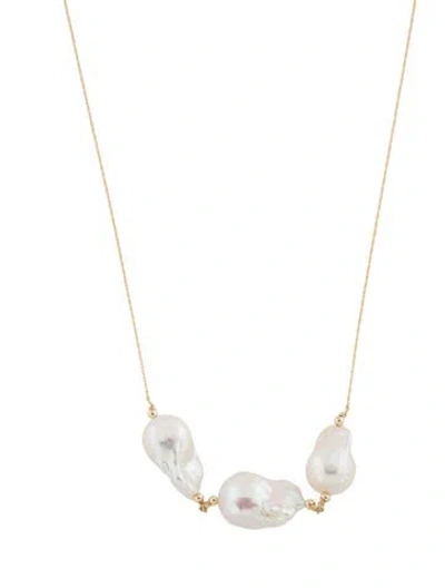 Pre-owned Necklace 14k Pearl Station , 21" In Multi