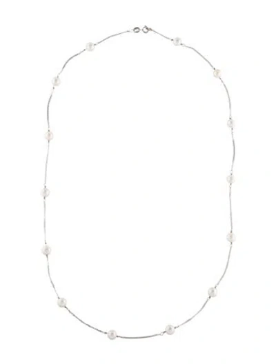 Pre-owned Necklace 14k Pearl Station , 22.5" In Multi