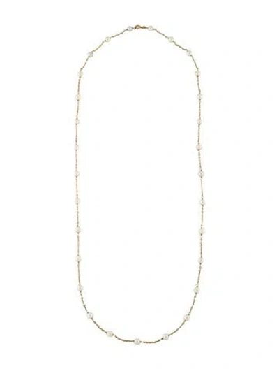 Pre-owned Necklace 14k Pearl Station , 30.75" In Multi