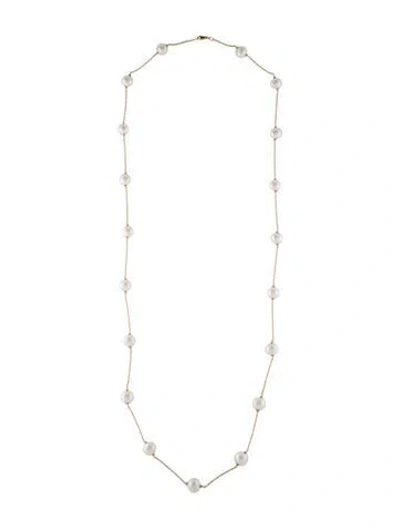 Pre-owned Necklace 14k Pearl Station , 36" In Multi