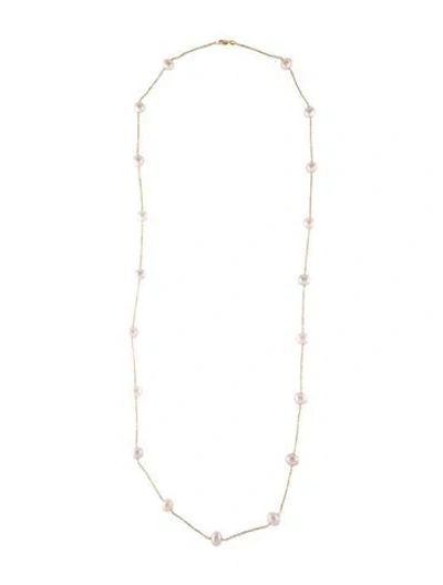 Pre-owned Necklace 14k Pearl Station , 36" In Multi