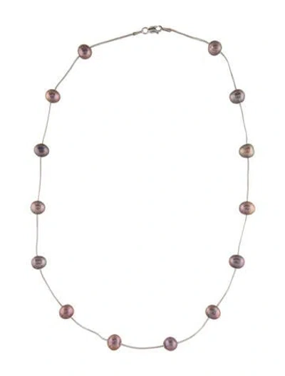 Pre-owned Necklace 14k Pearl Station  In Multi