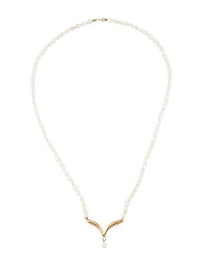 Pre-owned Necklace 14k Pearl Strand , 17" In Multi