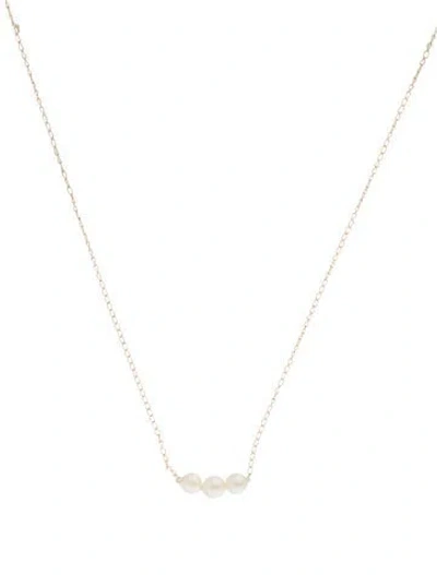 Pre-owned Necklace 14k Pearl Three-bead Station  In Multi