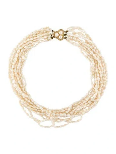 Pre-owned Necklace 14k Pearl Torsade , 16" In Multi