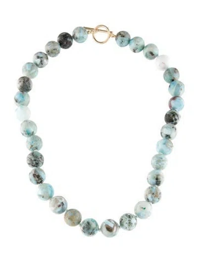 Pre-owned Necklace 14k Pectolite Bead Strand , 18" In Multi